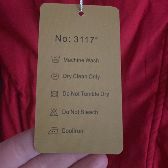 NWT Red hooded raincoat trenchcoat. Medium - Picture 5 of 7